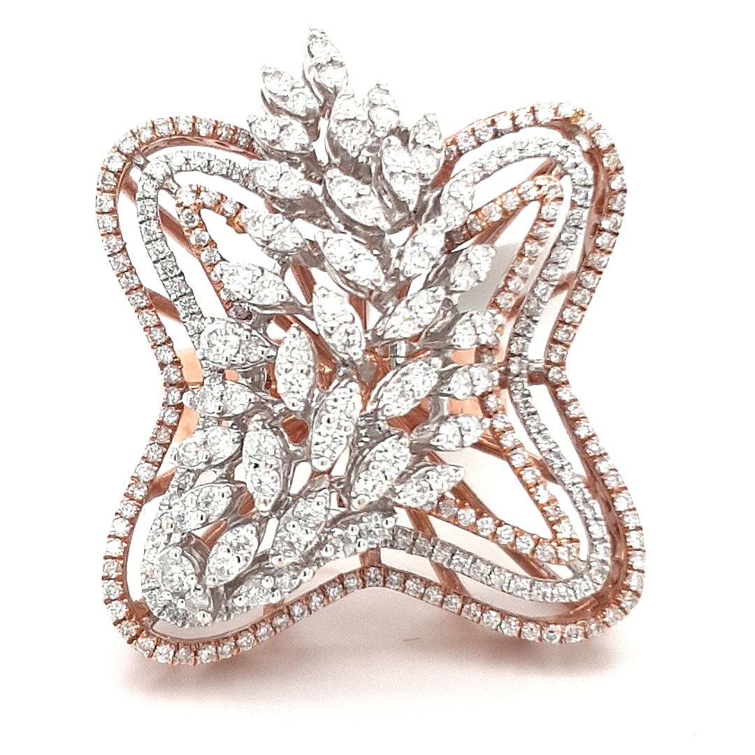 Cocktail Diamond Ring for Women Sapphires and Diamond 14K Gold (I-J/I1-I2)  – Glitz Design