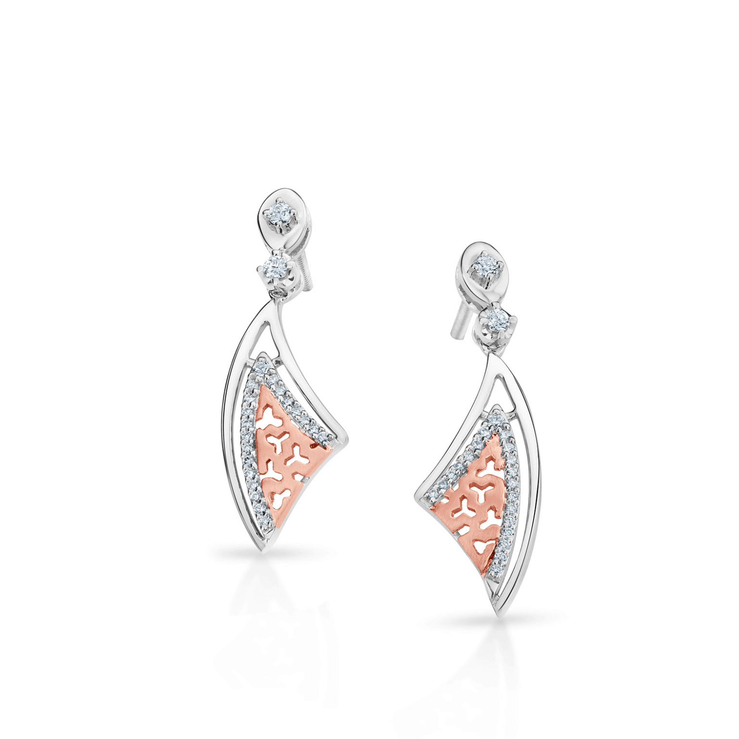 Mid-Century Diamond Fan Earrings in Platinum #512489 – Beladora