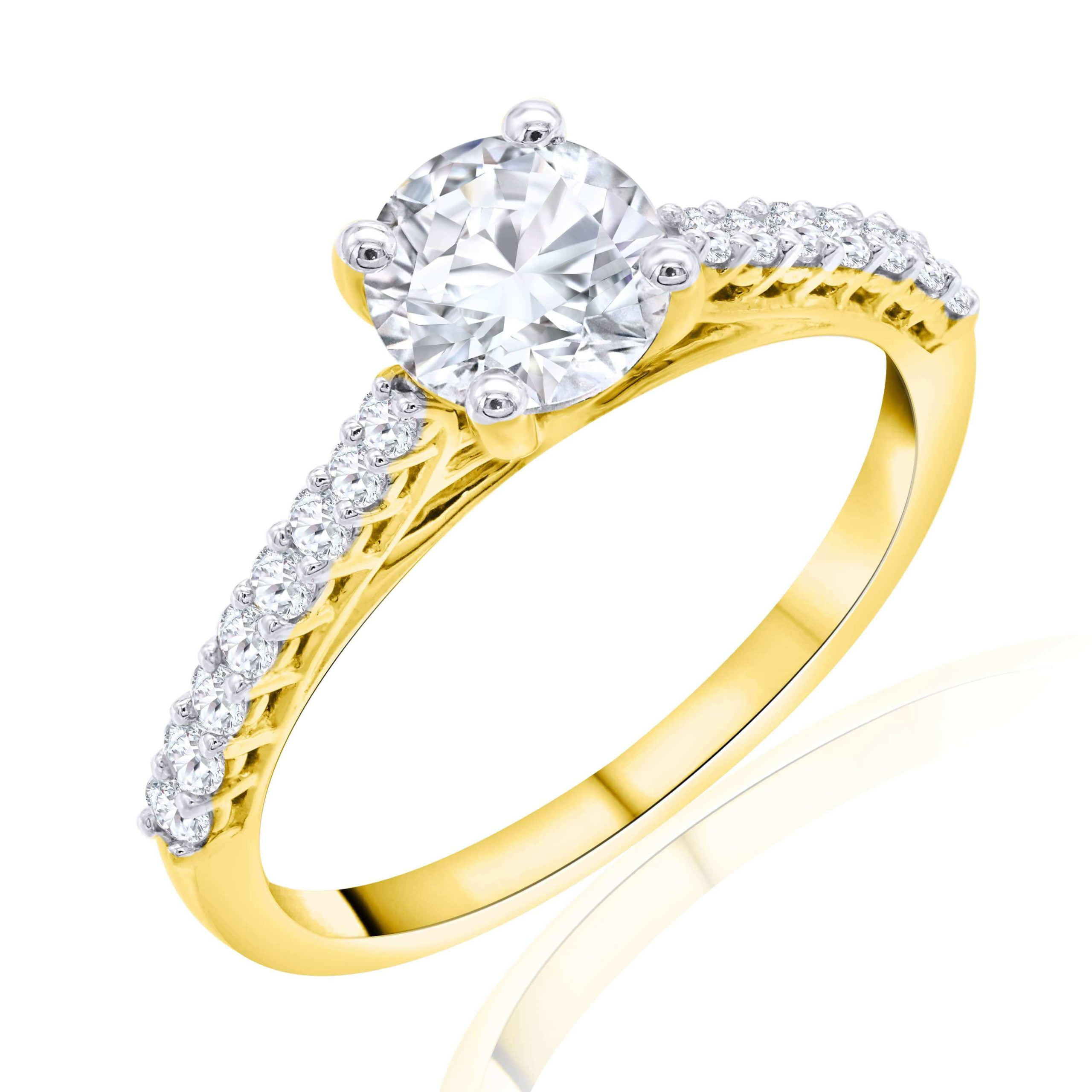 Luvia' 1.00ct Natural White Diamond Gold Flower Engagement Ring