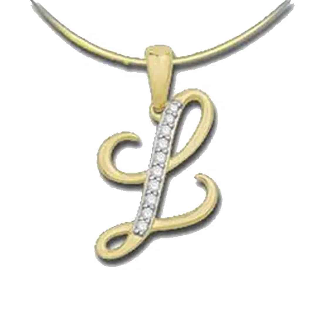 L Initial Diamond Pendant for Women DEI1496