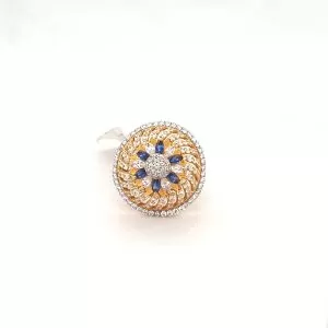 GOLD AD COCKTAIL RING WITH BLUE STONE 439