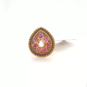 GOLD COCKTAIL RING WITH KUNDAN 950